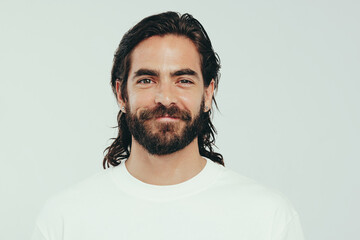Wall Mural - Masculinity and grooming: Portrait of a man with a glowing appearance