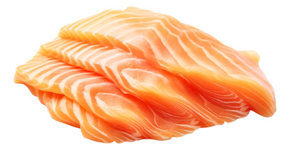 Sliced salmon fleshes, transparent background, isolated