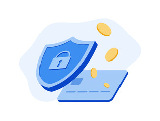 Wall Mural - experience secure mobile bank payments with bank credit card. protect online transactions concept wi
