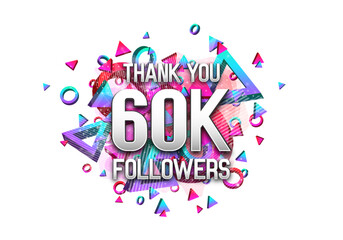Poster - 60000 followers. Poster for social network and followers. Vector template for your design.