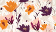 Modern hand drawn flowers pattern. Romantic beautiful botanical print. Fashionable template for design.