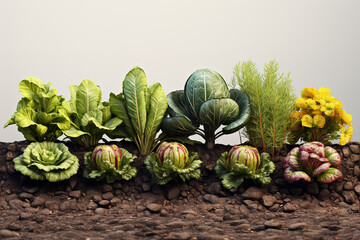 Fresh green leaf vegetables with white background