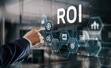 Wall Mural - Roi Return On Investment Business Technology Analysis Finance Concept