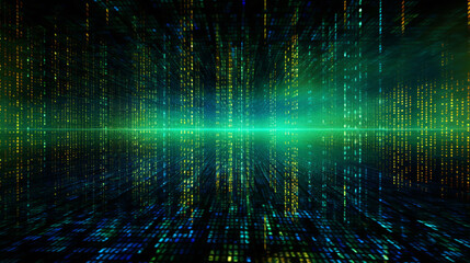 Wall Mural - Digital binary code matrix background.