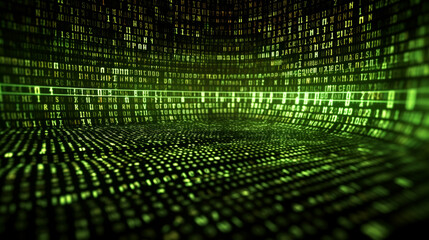 Wall Mural - Digital binary code matrix background.