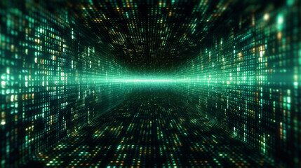 Wall Mural - Digital binary code matrix background.