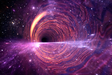 Wall Mural - multidimensional portal in space, traveling through space and time. wormhole concept