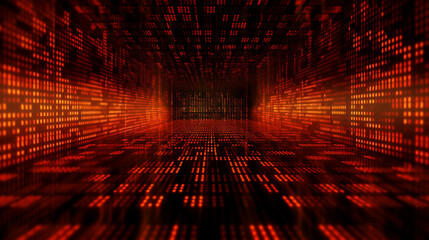 Wall Mural - Digital binary code matrix background.