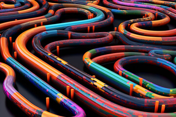 Leinwandbilder - A visual representation of data flowing through pipelines, showcasing the seamless transfer and integration of information across various systems and databases. Generative AI technology.