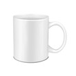 © ann_ounce - White blank mug realistic vector mockup. Ceramic cup mock-up. Template for design