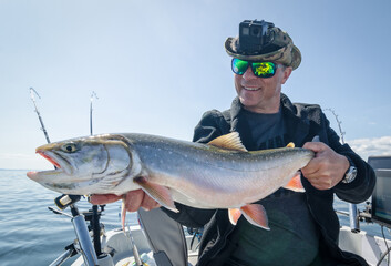 Wall Mural - Summer arctic char fishing trophy