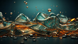 Fototapeta Nowy Jork - Abstract liquid background with bubbles and drops. Generative Ai