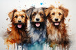 group of dogs in watercolor design