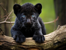 Close-up Of A Cute Black Panther Cub