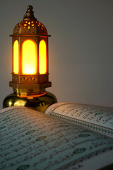 Wall Mural - Quran and Arabic lamp with bright light