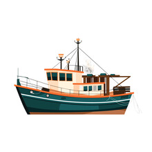 Fishing Boat Vector Illustration Isolated