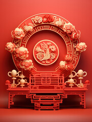 Sticker - 3D podium background themed chinese new year