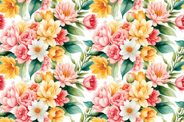 Floral shape watercolor seamless pattern.