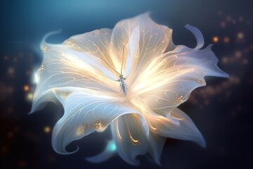 Glowing flower, abstract magic background, generative ai