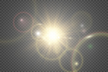Wall Mural - special lens flash, light effect. the flash flashes rays and searchlight. illust.white glowing light
