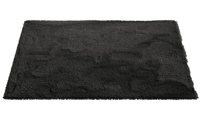 Wall Mural - Modern black throw rug with high pile. 3d render