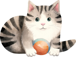 Aufkleber - Cute kitten illustration created with Generative AI technology
