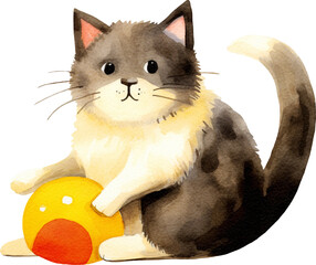 Aufkleber - Cute kitten illustration created with Generative AI technology