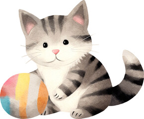Aufkleber - Cute kitten illustration created with Generative AI technology