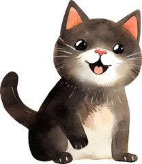 Aufkleber - Cute kitten illustration created with Generative AI technology