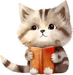 Aufkleber - Cute kitten illustration created with Generative AI technology