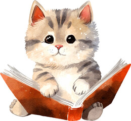 Aufkleber - Cute kitten illustration created with Generative AI technology