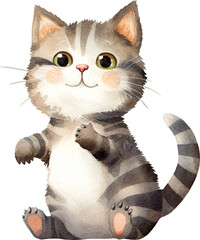 Aufkleber - Cute kitten illustration created with Generative AI technology