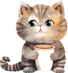 Aufkleber - Cute kitten illustration created with Generative AI technology