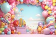 © ant - Colorful pastel color balloons party copy space background.