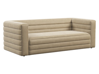 Wall Mural - Modern loveseat beige velvet upholstery sofa. 3d render.