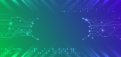 Poster - Wide Cyber security internet and networking concept. Hi-tech vector illustration with various technology elements. Abstract global sci fi concept. Digital internet communication on blue background.