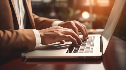 person typing on laptop, generative ai