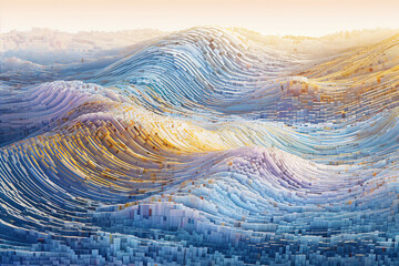 abstract waves neural network space multicolored background, science futuristic technology concept, generative AI
