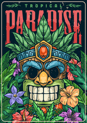 Sticker - Tropical paradise mask flyer colorful