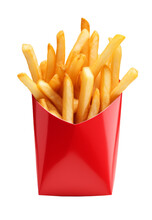 French Fries Red Pack On A White Or Transparent Background