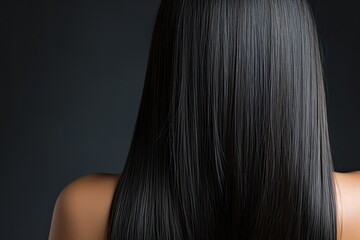  Beautiful Woman with Shiny Straight Black Hair | Close-Up Back View Portrait