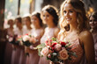 Pretty in Pink. Bridesmaid Dresses of All Styles in Lovely Pink Hues. AI Generative