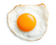 Fried egg isolated on transparent background. Top view. PNG format	
