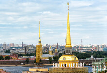 Spires Of Admiralty And Peter And Paul Cathedral, Saint Petersburg, Russia