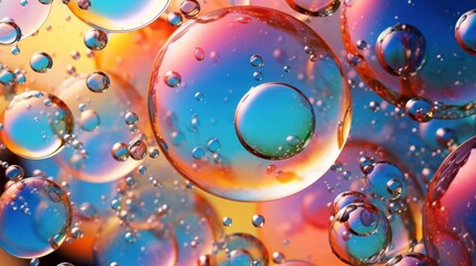 Wall Mural - abstract pc desktop wallpaper background with flying bubbles on a colorful background. aspect ratio 