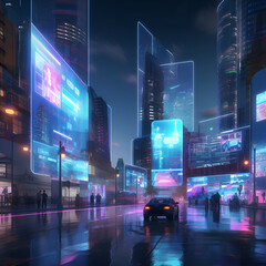 glowing city of the future AI