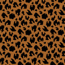 Black Animalistic Pattern On Brown Background. Vector Image.