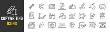 Copywriting Web Icons In Line Style. Document, Writing, Creative, Signature, Collection. Vector Illustration.