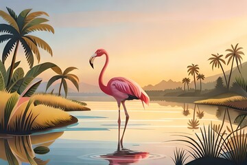  flamingo in natural places generated  by ai