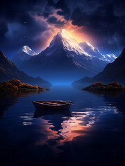 Wall Mural - Boat In the lake 